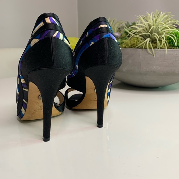 Vintage Emilio Pucci Abstract classic print Open Toe High Heel Stiletto heels 7 - Picture 11 of 14